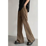 WIAOFELLAS  -  Brown Black Suit Pants Men Fashion Social Mens Dress Pants Korean Loose Straight Casual Flared Pants Mens Office Formal Trousers