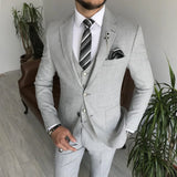 WIAOFELLAS  -  Light Gray Notch Lapel Single Breasted Suits for Men 3 Piece Chic Formal Casual Business Wedding Tuxedo (Blazer+Vest+Pants)