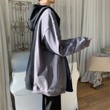 WIAOFELLAS  -  Hooded Zipper Splicing Sweatshirt Men's Spring and Autumn Hiphop Trendy High Street Cardigan Jacket