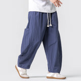 Wiaofellas  -  Oversized Men Wide Leg Pants Elastic Waist Joggers Trousers Male Casual Harem Pants Baggy Fashion Men Sweatpants Large Size 5XL