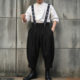 Wiaofellas  -  Men's Jumpsuits Print Patchwork Sleeveless Straps Romper For Man Streetwear Loose Fashion Casual Male Suspender Overalls