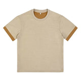 Wiaofellas  -  Men's Contrast Trim Crew Neck Short Sleeve T-Shirt Casual Loose Basic Top