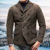 WIAOFELLAS  -  Mens Clothing Autumn And Winter New Fashion Retro Casual Jacket Solid Color Double-Breasted Windproof Lapel Y2k Jacket Men