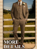 Wiaofellas  -  Retro Tweed Herringbone Suit Men's  Slim Fit Single-breasted 3 Pieces Mens Suit Groom Dress Tuxedos Prom Suit Jacket Vest Pants