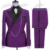 Wiaofellas  -  Italian Style Suits For Men Slim Fit Groom Tuxedo Wedding Double Breasted Formal Jacket With Pants Custom Male Fashion