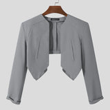 WIAOFELLAS  -  Men Blazer Solid Color Open Stitch Long Sleeve Streetwear Casual Irregular Suits Men Fashion Thin Crop Coats S-5XL
