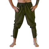 Wiaofellas  -  Men's Retro Medieval Pants Summer Linen Pirate Drawstring Pant Halloween Adult Cosplay Men Casual Trousers