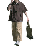 Wiaofellas  -  Oversize Khaki Wide Leg Pants Men's Cityboy Outdoor Straight Leg Lazy Style Workwear Trousers Summer Casual Loose Fit Jeans