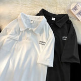 WIAOFELLAS  -  Summer Men's Button Short Sleeve Lapel Polo Shirt New Letter Print Pocket T-Shirt Casual Y2K Streetwear polos Tshirt