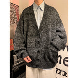 WIAOFELLAS  -  Autumn Winter New V-neck Cardigan Men's Loose Casual Knitted Sweater Trendy Daliy Simple All-match High Street Soft Coats