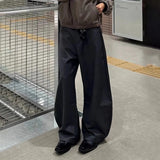 Wiaofellas  -  Summer New Men's Solid Color Straight Suit Trousers Harajuku Retro Casual Fashion Trend Simple Loose Breathable Men's Bottoms