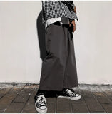 WIAOFELLAS  -  Wide Leg Pants Men Drape Straight Loose Harajuku Vintage Japan Style Ankle-length Trousers Cozy Versatile Black Pantalones Male