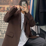 WIAOFELLAS  -  Korean Style Blazer Men Fashion Solid Color Business Casual Suit Jacket Men Streetwear Loose Dress Jackets Mens Formal Blazer