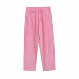 Wiaofellas  -  New Fashion Pink Baggy Men Cargo Jeans Pants Elegant Straight Casual Women Solid Long Trousers Y2K Clothes Pantalon Homme