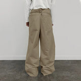 Wiaofellas  -  Men Pants Solid Color Pleated Joggers Lace Up Casual Wide Leg Trousers Men Streetwear Loose Fashion Casual Long Pants