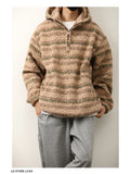 WIAOFELLAS  -  Autumn Winter Hooded Sweaters for Men Japanese Trendy Loose Casual Thickened Striped Pullover Harajukuhigh Street Long Sleeved
