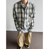 Wiaofellas  -  American Retro Plaid irt Men Spring Youth Sle Long Sve Top CleanFit irt Jaet Loose Fit Iron-Free Proc Trendy
