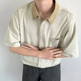 WIAOFELLAS  -  Niche Design Men's Shirts Turn-down Collar Contrast Color Pocket Short Sleeved Single Breasted Loose Male Clothing