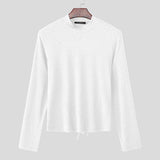 WIAOFELLAS  -  Men T Shirt Solid Color Turtleneck Long Sleeve Hollow Out Backless Male Tee Tops Streetwear Sexy Fashion Unisex T-shirts