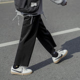 Wiaofellas  -  Summer Thin Sport Pants for Men Casual Loose Straight Leg Wide Leg Nine Points Sweat Pants Youthful Vitali Sle Basic Color