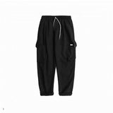 WIAOFELLAS  -  Ice Silk Straight Leg Casual Pants for Men Summer Thin Lightweight Loose Fit Versatile Workwear Nine-Tenths Length Trousers