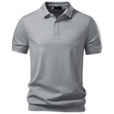 Wiaofellas  -  Men Fashion Solid Color Golf Polo Shirt Short Sleeve Fitness T-shirts Business Casual Premium Daily Outdoors Breathable Tops