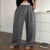 WIAOFELLAS  -  Men Pants Striped Patchwork Elastic Waist Joggers Loose Straight Trousers Men Streetwear 2025 Fashion Casual Long Pants