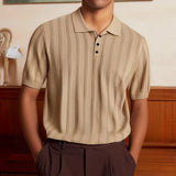 WIAOFELLAS  -  Spring Summer Fashion Simple Solid Knit Men Polo Shirt Button Turn-down Collar Knitted Tops Leisure Polo Breathable Tees Shirts