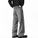 WIAOFELLAS  -  Grey Black Suit Pants Men Fashion Society Mens Dress Pants Korean Loose Casual Wide Leg Pants Mens Office Formal Trousers M-3XL