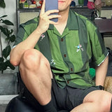 WIAOFELLAS  -  Men Shirt Striped Printing Lapel Short Sleeve Loose Casual Men Clothing Summer Streetwear 2025 Fashion Male Shirts Tops