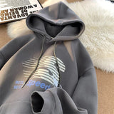WIAOFELLAS  -  Winter Letter Graphic Printed Pullover Hoodies For Men 2025 New Hip Hop Fashion Hooded Sweatshirts High Street Fleece Y2K Hoody