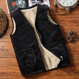 WIAOFELLAS  -  Casual Sleeveless Jacket Autumn Winter Men Warm Fleece Mens Vest Jacket Velvet Thick Sleeveless Men's Vest Gilet Clothing