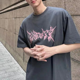 WIAOFELLAS  -  Pure Cotton American High Street Short-Sleeved T-Shirt For Men Summer Casual Loose Large Size Trendy Printed Hip-Hop Top