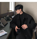 WIAOFELLAS  -  Korean Short Woolen Coat Men's Spring and Autumn Elegant Jacket 2025 New Solid Color Trendy Cool Button Lapel Coat