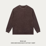 WIAOFELLAS  -  Vintage Men's Long Sleeved T-shirt Washed Loose Men's Autumn Pullover Outfit Unisex Pure Cotton 230g High Street Trendy T-shirt
