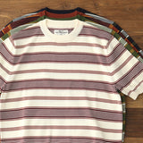 WIAOFELLAS  -  Vintage striped T-shirt High-end Lyocell knit Short sleeved men's slim crewneck top Summer