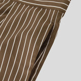 WIAOFELLAS  -  Men Striped Pants Button Joggers Loose Casual Wide Leg Trousers Men Streetwear Fashion Leisure Long Pants S-5XL
