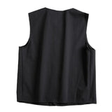 WIAOFELLAS  -  Men's Japanese Casual Vest, Retro Workwear Style, 100% Cotton Pocket Detail, Loose Fit for Outdoor and Cafe Work