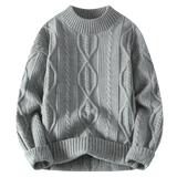 WIAOFELLAS  -  Men's Kintted Long Sleeved Sweater Men Solid Color Sweater Autumn/winter Soft Warm Comfortable Top Thick Warm Wool Pullovers