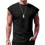 Wiaofellas  -  Loose Casual Sleeveless Vest Men's Summer New Style Thin Pure Color Tank Top Sports Style Polyester Fiber Straight Hem Design