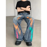 WIAOFELLAS  -  Blue Baggy Jeans Men Oversized Retro Graffiti Jeans Men Streetwear Hip-hop Loose Wide Leg Jeans Mens Vintage Denim Pants