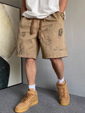WIAOFELLAS  -  American Retro fiti Design Workwear orts Men's Casual Haome Summer Military een Loose Wide Leg Five-Quarter Pants