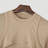 WIAOFELLAS  -  Men T Shirt Solid Color O-neck Short Sleeve Knitted Male Tee Tops Streetwear Summer Fashion Casual Cozy Men Clothing