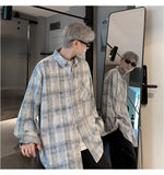 Wiaofellas  -  Tie-dye Plaid Long-sleeved Shirt New Loose Large Size Youth Casual Shirt Jacket