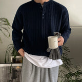 WIAOFELLAS  -  New Winter Men's Sweaters Casual Round Collar Knitting Tops Thickened Pullover Male Loose Tops Niche Design