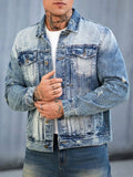Wiaofellas  -  Motorcycles Mens Fashion Jean Jacket Vintage Button-up Lapel Slim Denim Jackets For Men Autumn Stylish Long Sleeve Ripped Coats