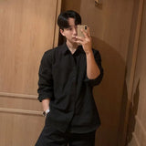 WIAOFELLAS  -  Large size men's long-sleeved shirt men's spring and summer Korean style high-end casual shirt design niche jacket