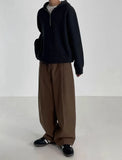 WIAOFELLAS  -  Autumn Winter Men's Cotton Wide Leg Floor Suit Pants Korean Casual Loose Straight  Thicken Full Length Trousers Male Keep Warm