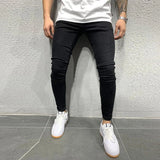 Wiaofellas  -  Men's Sweatpants Sexy Hole Jeans Pants Casual Summer Autumn Male Ripped Skinny Trousers Slim Biker Outwears Pants