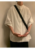 Wiaofellas  -  New Chinese Style Cotton Linen Short Sleeve Shirt Men Casual Summer Vintage Loose Fit Breathable Comfortable Skin-Friendly